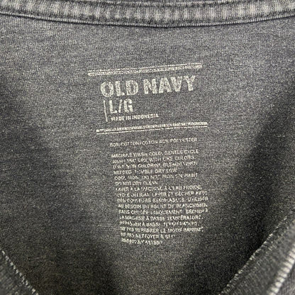 古着 used　OLD NAVY　オールドネイビー　半袖ダメージプリントTシャツ　クルーネック　カジュアル　グレー　Lサイズ