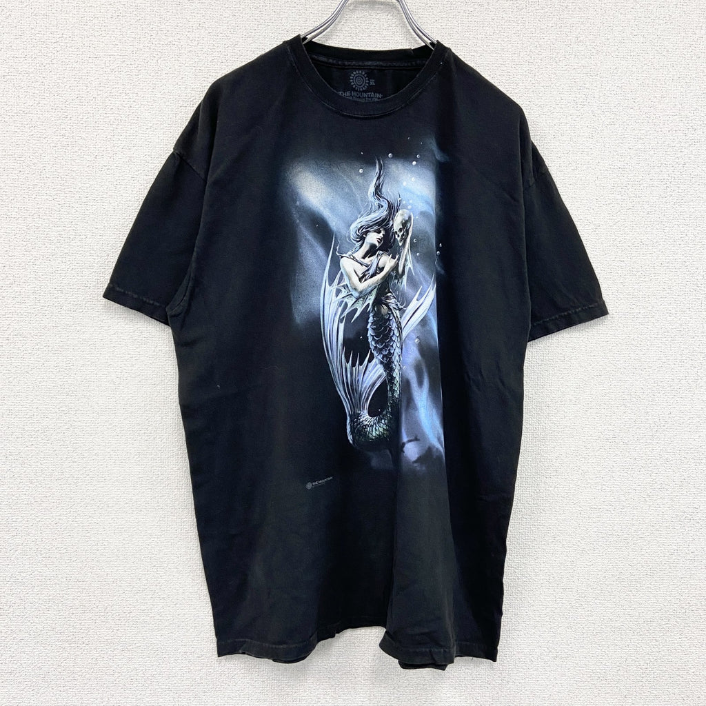 THE MOUNTAIN　ザマウンテン　半袖プリントTシャツ　タイダイ　黒　ブラック　XLサイズ