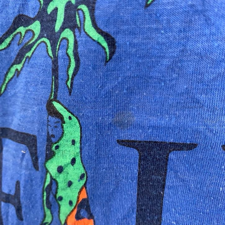 古着 used　半袖切り替えデザインTシャツ　SURFING　サーフィン　黒　青　黄色　シングルステッチ　90s　春夏服　Lサイズ