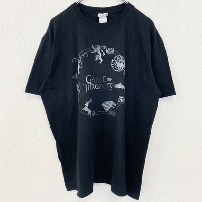 古着 used　GAME OF THRONES　ゲームオブスローンズ　半袖デザインプリントTシャツ　海外ドラマ　黒　XLサイズ
