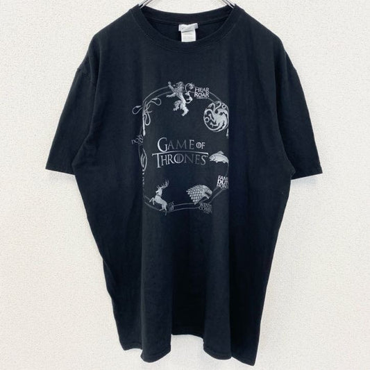 古着 used　GAME OF THRONES　ゲームオブスローンズ　半袖デザインプリントTシャツ　海外ドラマ　黒　XLサイズ