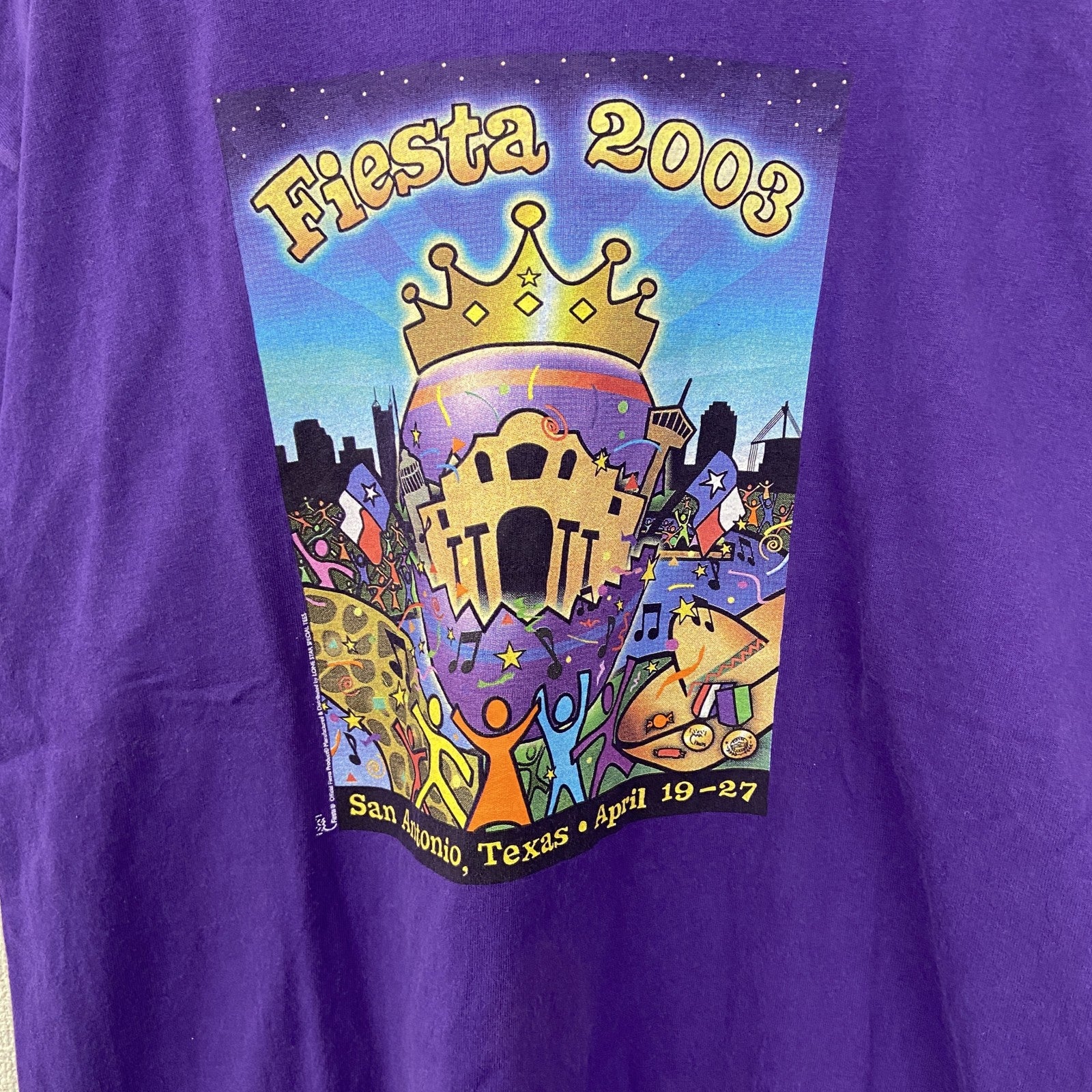 古着 used　FRUIT OF THE LOOM　半袖プリントTシャツ　ビッグT　クルーネック　00s Y2K　紫　XLサイズ