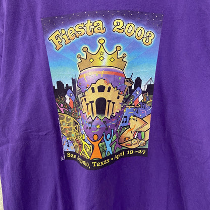 古着 used　FRUIT OF THE LOOM　半袖プリントTシャツ　ビッグT　クルーネック　00s Y2K　紫　XLサイズ