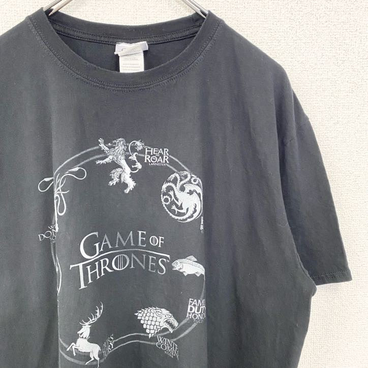 古着 used　GAME OF THRONES　ゲームオブスローンズ　半袖デザインプリントTシャツ　海外ドラマ　黒　XLサイズ