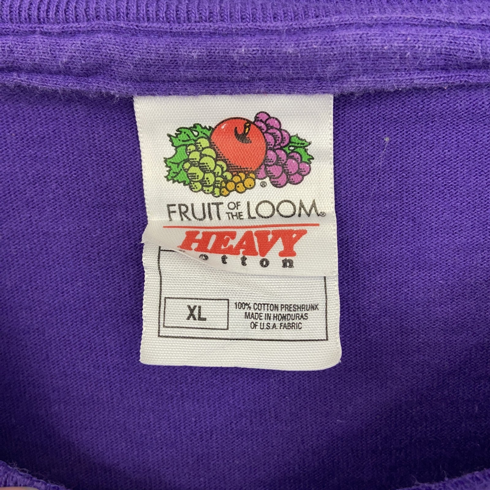 古着 used　FRUIT OF THE LOOM　半袖プリントTシャツ　ビッグT　クルーネック　00s Y2K　紫　XLサイズ