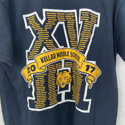 古着 used　ノーブランド　半袖プリントデザインTシャツ　ケラー ミドル スクール　虎　クルーネック　カジュアル　黒　Mサイズ