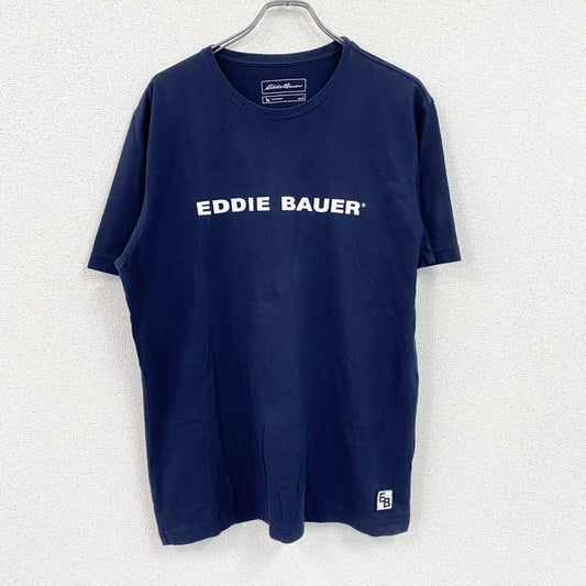 Eddie Bauer　エディーバウアー　半袖プリントTシャツ　デカロゴ　ロゴプリント　紺　ネイビー　Lサイズ