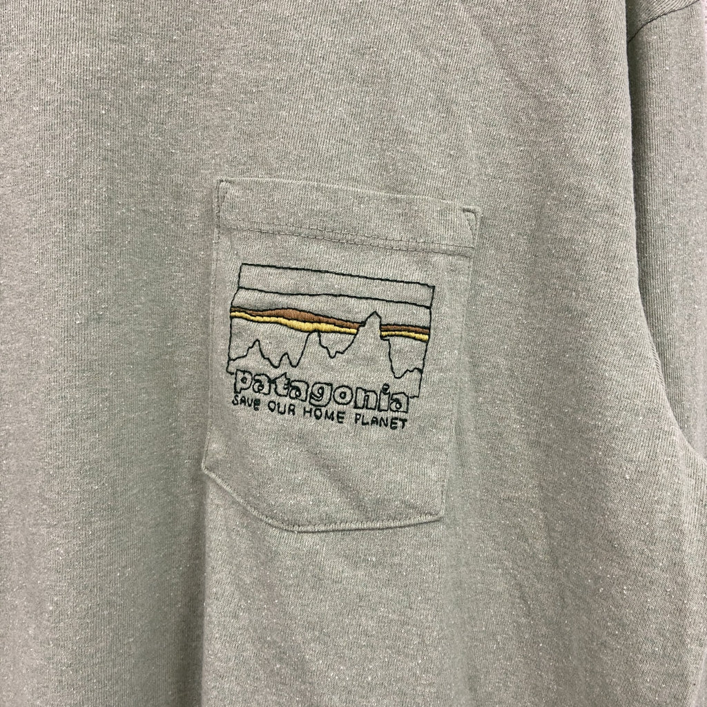 Patagonia　パタゴニア　長袖Tシャツ/ロンT　ワンポイントロゴ刺繍　緑　グリーン　Sサイズ