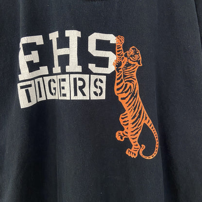 古着 used　FRUIT OF THE LOOM　半袖プリントデザインTシャツ　EHS TIGERS　クルーネック　黒　Lサイズ