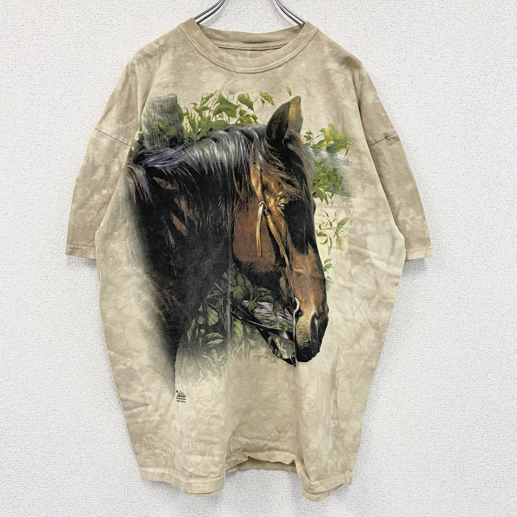 THE MOUNTAIN　ザマウンテン　半袖プリントTシャツ　アニマルT　タイダイ　ベージュ　2XLサイズ