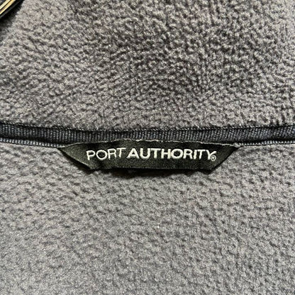 Port Authority　ハーフジップフリースジャケット/ボアジャケット　ワンポイント　刺繍ロゴ　ビッグシルエット　ダークグレー