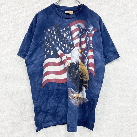 THE MOUNTAIN　ザマウンテン　半袖プリントTシャツ　アニマルT　タイダイ　青　ブルー　Lサイズ