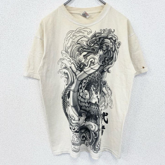 古着 used　フルーツオブザルーム　半袖両面ビッグプリントTシャツ　ドラゴン　龍　武者　和柄　ヴィンテージ　Lサイズ