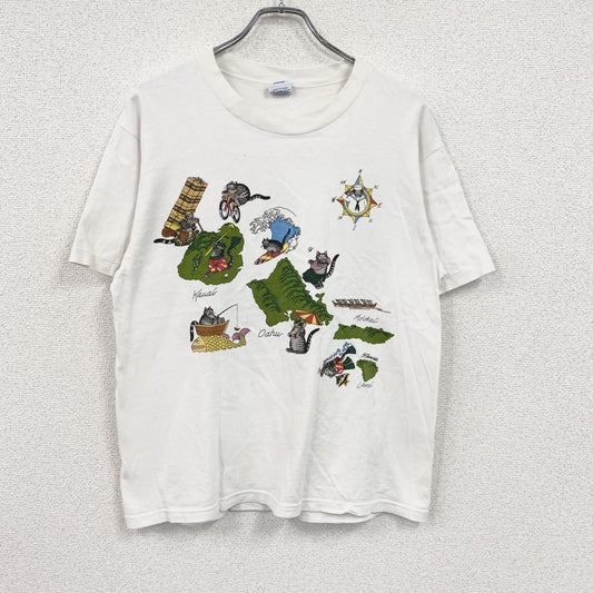 80s～　Crazy Shirts　クレイジーシャツ　半袖プリントTシャツ　シングルステッチ　両面プリント　白　ホワイト　Mサイズ
