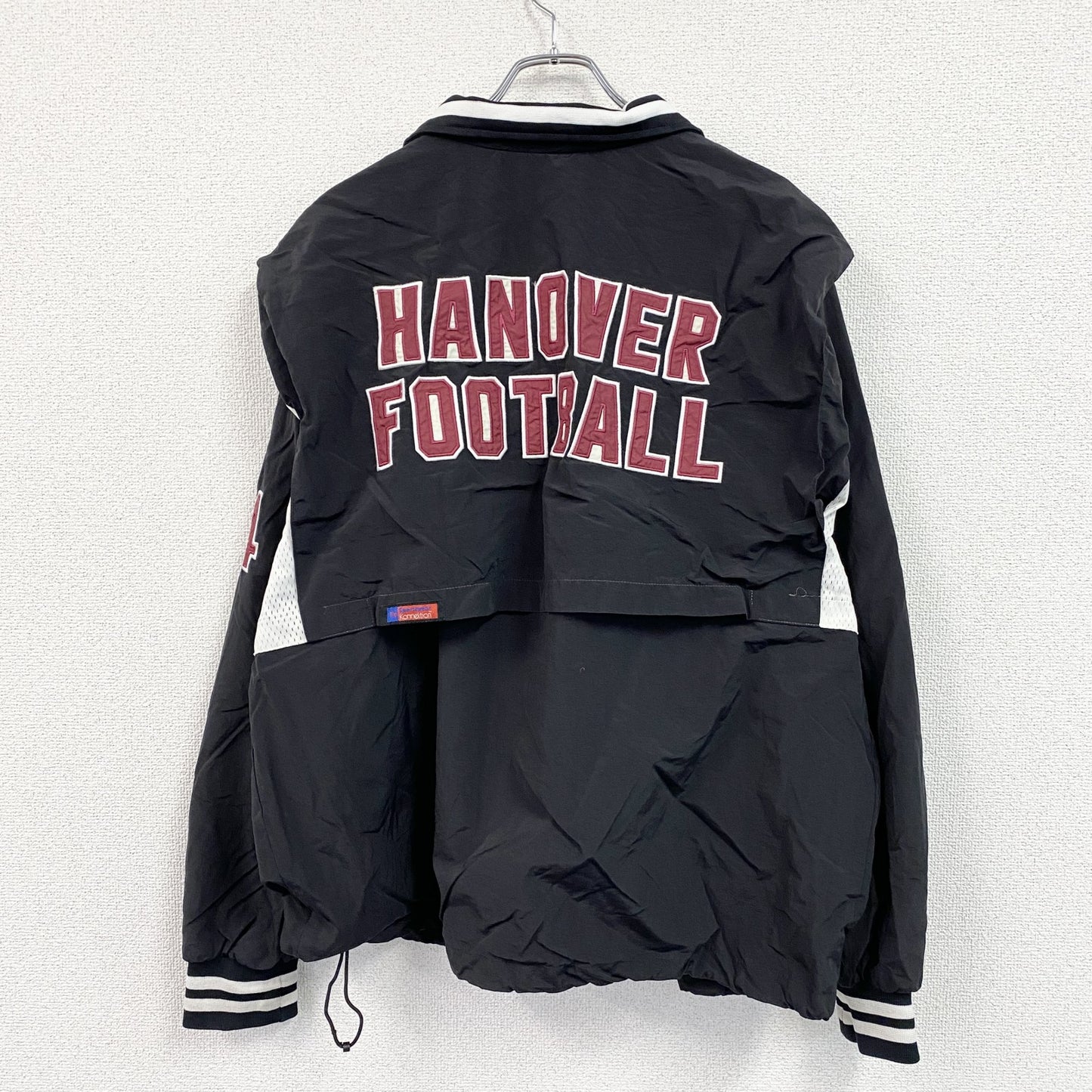 The Sportswear Konnektion　フルジップナイロンジャケット　刺繍ロゴ　アーチプリント　黒　ブラック　XLサイズ