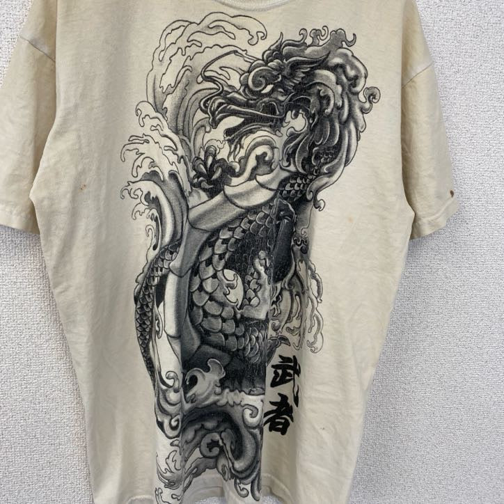 古着 used　フルーツオブザルーム　半袖両面ビッグプリントTシャツ　ドラゴン　龍　武者　和柄　ヴィンテージ　Lサイズ