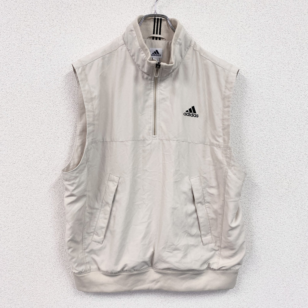 adidas　アディダス　プルオーバーベスト　ハーフジップ　アイボリー　O/XGサイズ