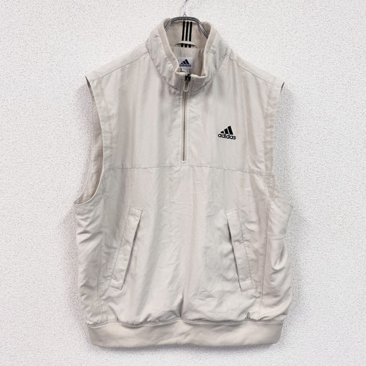 adidas　アディダス　プルオーバーベスト　ハーフジップ　アイボリー　O/XGサイズ