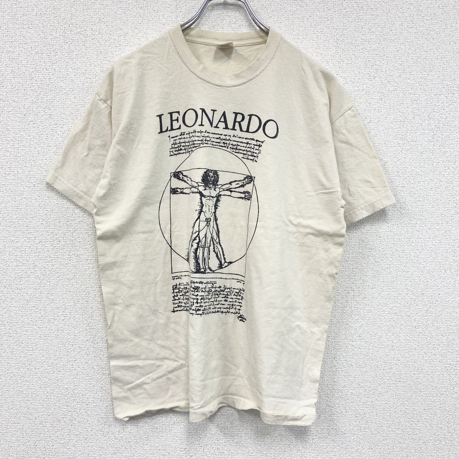 FRUIT OF THELOOM　フルーツオブザルーム　レオナルドダヴィンチ　半袖プリントTシャツ　アイボリー　Ｍサイズ