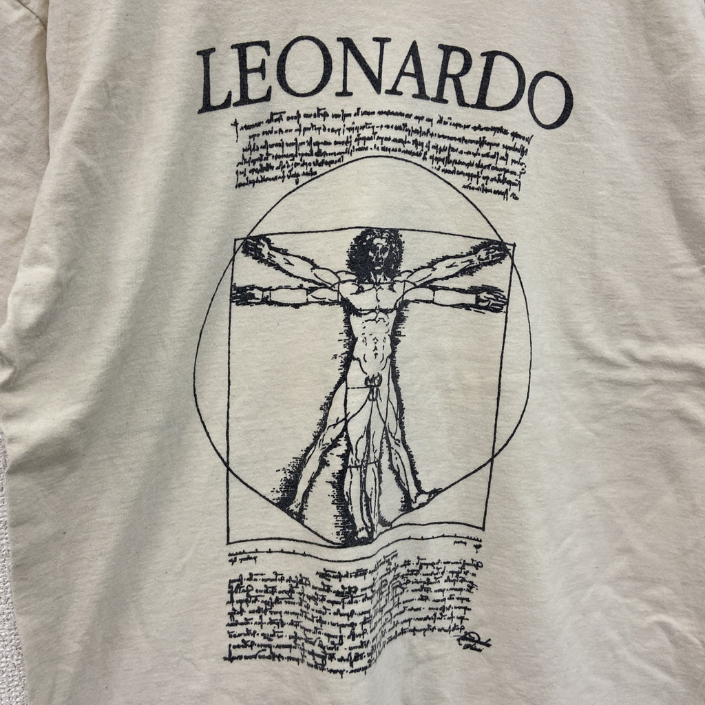 FRUIT OF THELOOM　フルーツオブザルーム　レオナルドダヴィンチ　半袖プリントTシャツ　アイボリー　Ｍサイズ