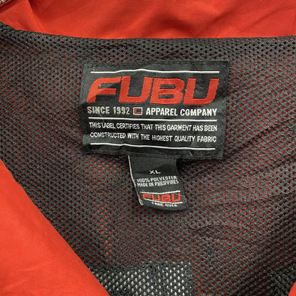 FUBU　フブ　フルジップジャケット　刺繍ロゴ　マルチカラー　黒　ブラック　赤　レッド　XLサイズ