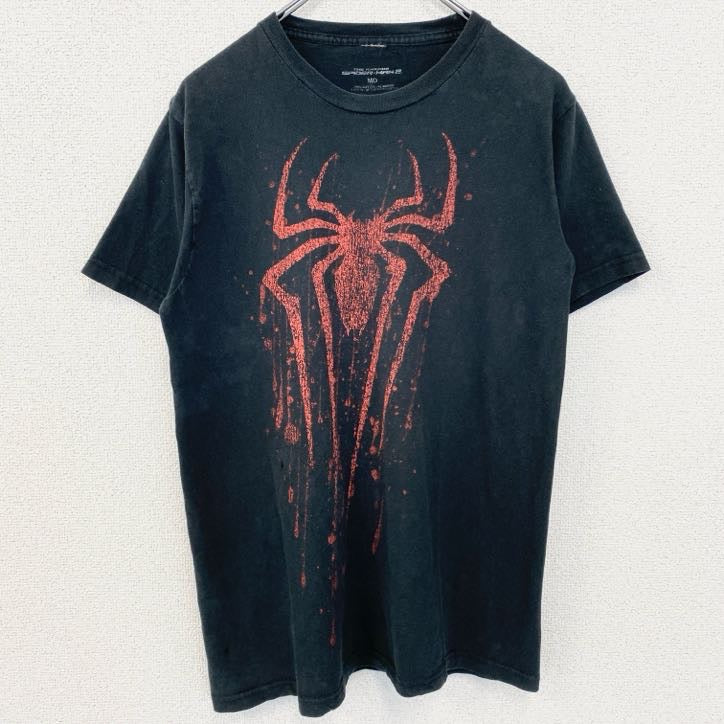 古着 used　SPIDERMAN　スパイダーマン　MARVEL　マーベル　半袖プリントムービーTシャツ　アメコミ　黒　Mサイズ