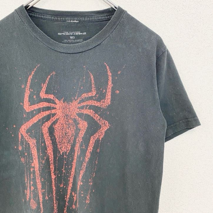 古着 used　SPIDERMAN　スパイダーマン　MARVEL　マーベル　半袖プリントムービーTシャツ　アメコミ　黒　Mサイズ