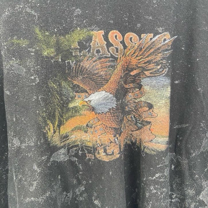 古着 used　boohoo　半袖アニマルプリントTシャツ　イーグル　鷹　レトロデザイン　クルーネック　黒　ブラック　