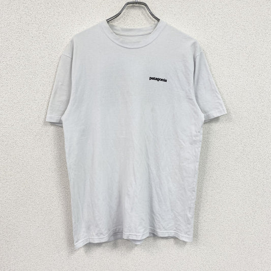Patagonia　パタゴニア　半袖プリントTシャツ　デカロゴ　ロゴプリント　両面プリント　水色　ライトブルー　Mサイズ