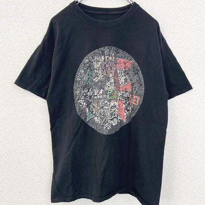 古着 used　Hanes　ヘインズ　半袖プリントTシャツ　レトロデザイン　クルーネック　黒　ブラック　Mサイズ