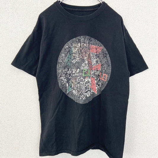 古着 used　Hanes　ヘインズ　半袖プリントTシャツ　レトロデザイン　クルーネック　黒　ブラック　Mサイズ
