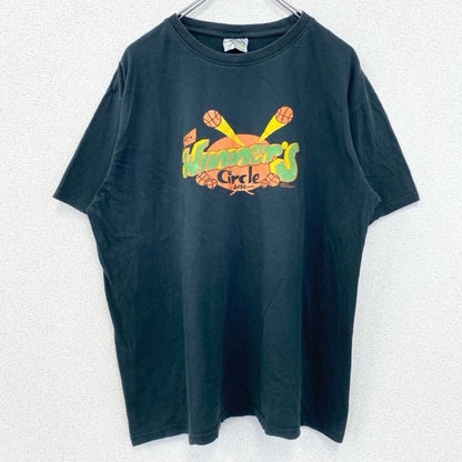古着 used　US BASIC　半袖デザインプリントTシャツ　クルーネック　バスケットボール　スポーツ　ダークグレー　XLサイズ