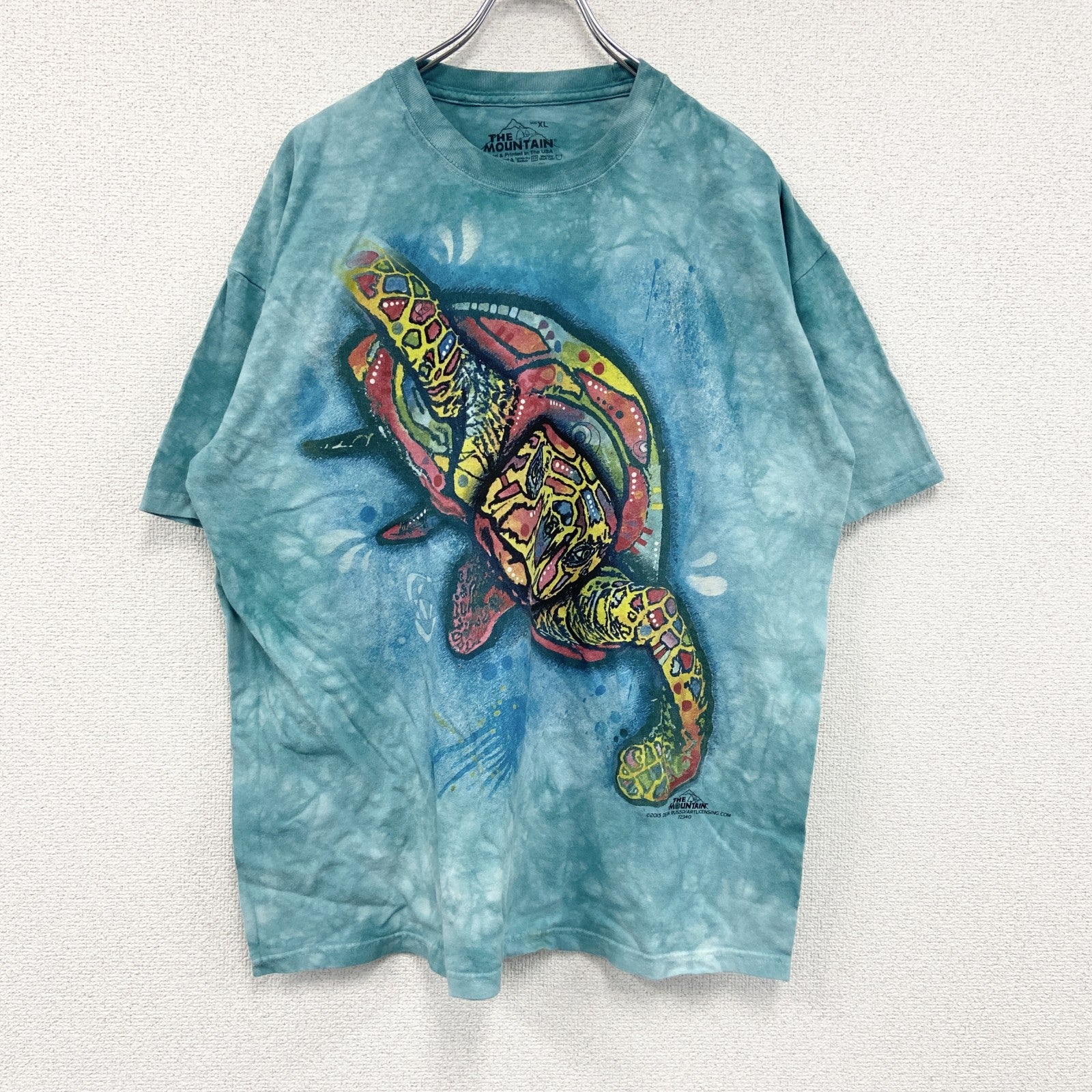 THE MOUNTAIN　ザマウンテン　半袖プリントTシャツ　アニマルT　タイダイ　水色　ライトブルー　XLサイズ