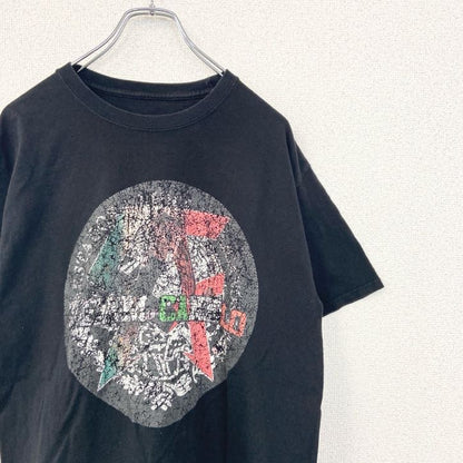 古着 used　Hanes　ヘインズ　半袖プリントTシャツ　レトロデザイン　クルーネック　黒　ブラック　Mサイズ