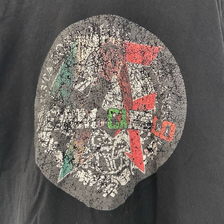 古着 used　Hanes　ヘインズ　半袖プリントTシャツ　レトロデザイン　クルーネック　黒　ブラック　Mサイズ