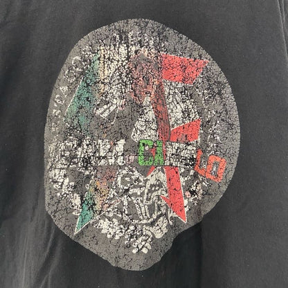 古着 used　Hanes　ヘインズ　半袖プリントTシャツ　レトロデザイン　クルーネック　黒　ブラック　Mサイズ