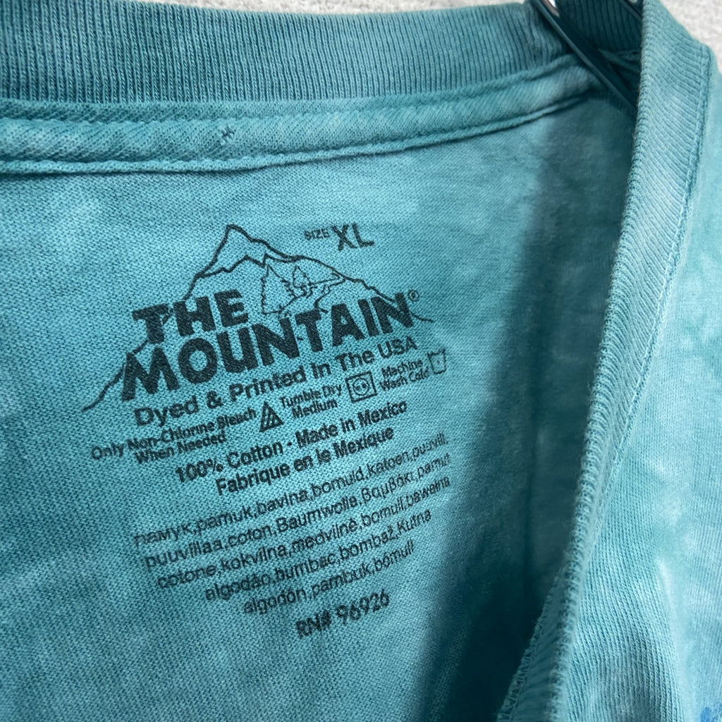 THE MOUNTAIN　ザマウンテン　半袖プリントTシャツ　アニマルT　タイダイ　水色　ライトブルー　XLサイズ