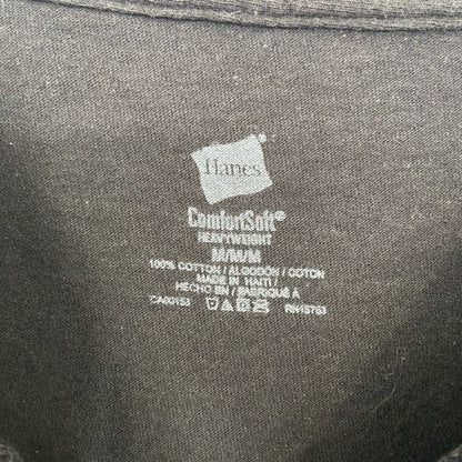 古着 used　Hanes　ヘインズ　半袖プリントTシャツ　レトロデザイン　クルーネック　黒　ブラック　Mサイズ