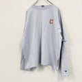 Champion　チャンピオン　長袖プリントTシャツ/ロンT　デカロゴ　刺繍ロゴ　水色　ライトブルー　FREEサイズ