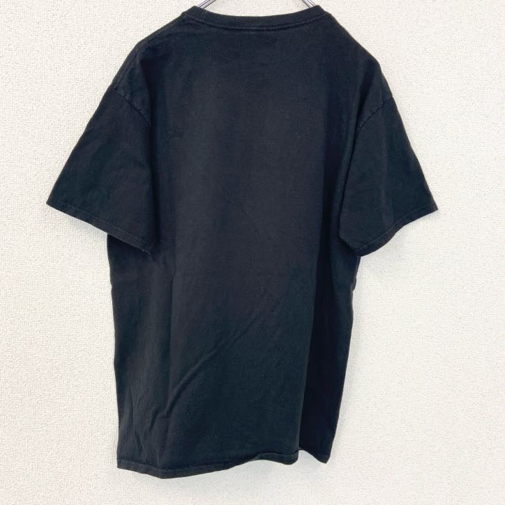 古着 used　Hanes　ヘインズ　半袖プリントTシャツ　レトロデザイン　クルーネック　黒　ブラック　Mサイズ