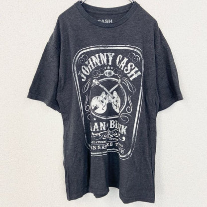 古着 used　Johnny cash　ジョニーキャッシュ　半袖バンドプリントtシャツ　クルーネック　レトロ　グレー　XLサイズ