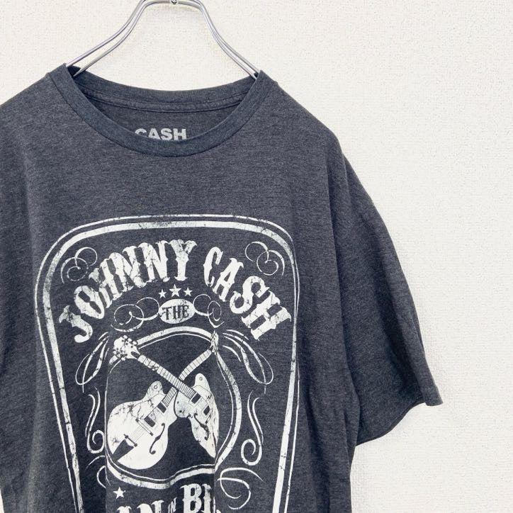 古着 used　Johnny cash　ジョニーキャッシュ　半袖バンドプリントtシャツ　クルーネック　レトロ　グレー　XLサイズ