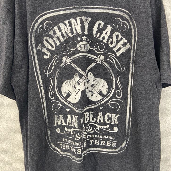 古着 used　Johnny cash　ジョニーキャッシュ　半袖バンドプリントtシャツ　クルーネック　レトロ　グレー　XLサイズ