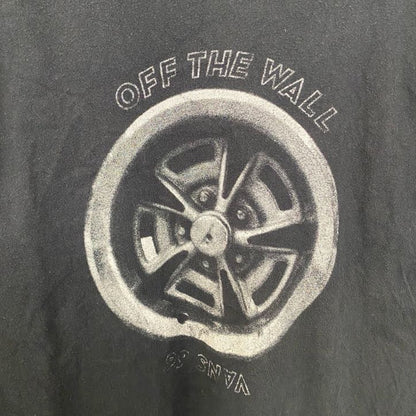 古着 used　VANS　バンズ　半袖プリントTシャツ　クルーネック　タイヤ　黒　ブラック　カジュアル　春夏服　Lサイズ