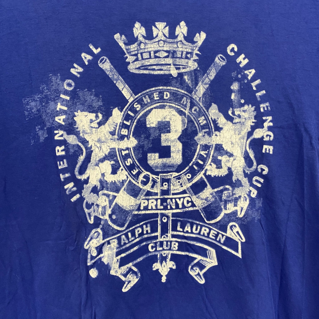 POLO by Ralph Lauren　ラルフローレン　Custom Fit　半袖プリントTシャツ　デカロゴ　青　ブルー　Mサイズ