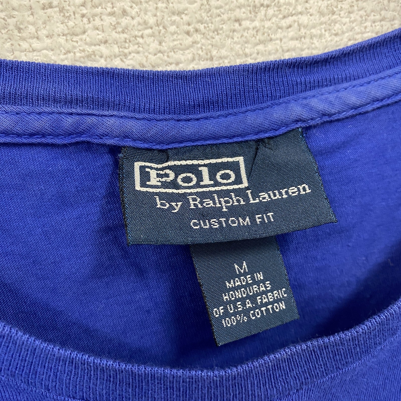 POLO by Ralph Lauren　ラルフローレン　Custom Fit　半袖プリントTシャツ　デカロゴ　青　ブルー　Mサイズ