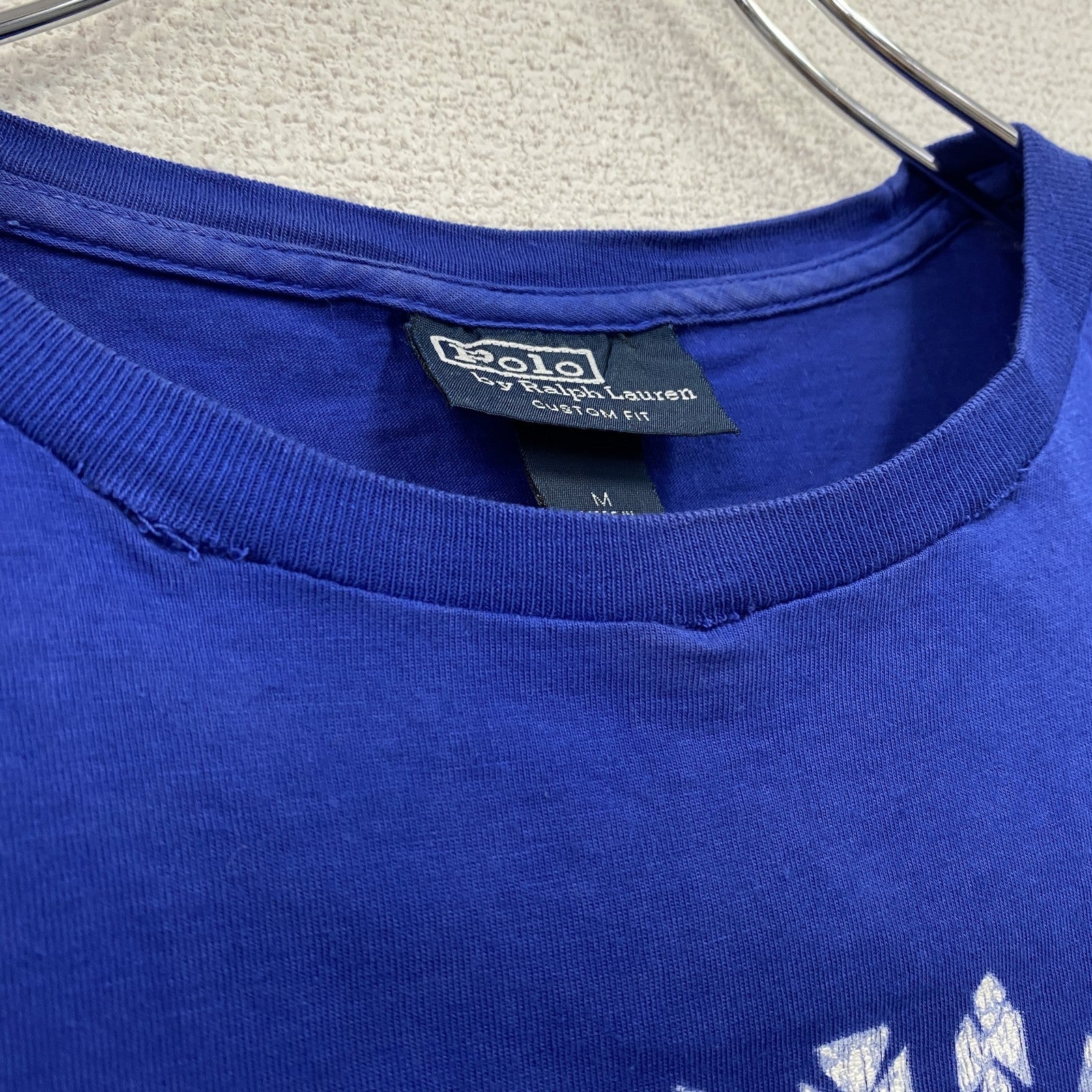POLO by Ralph Lauren　ラルフローレン　Custom Fit　半袖プリントTシャツ　デカロゴ　青　ブルー　Mサイズ