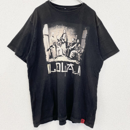 古着 used　半袖プリントTシャツ　サムライ　samurai　クルーネック　レトロデザイン　黒　ブラック　XXLサイズ