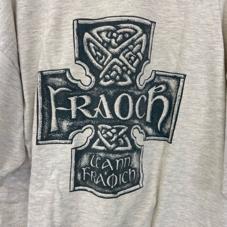 古着 used　Hanes　ヘインズ　半袖バックプリントTシャツ　クルーネック　レトロデザイン　ホワイトグレー　XLサイズ
