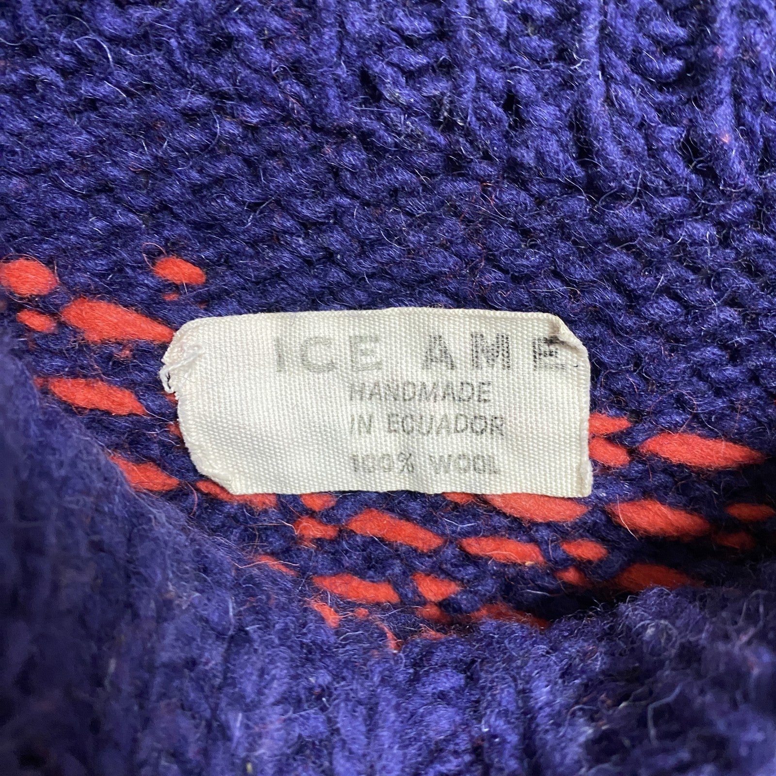 ICEAME　エクアドルニットセーター　ネイビー　赤　レッド　レトロ　秋冬服　Mサイズ